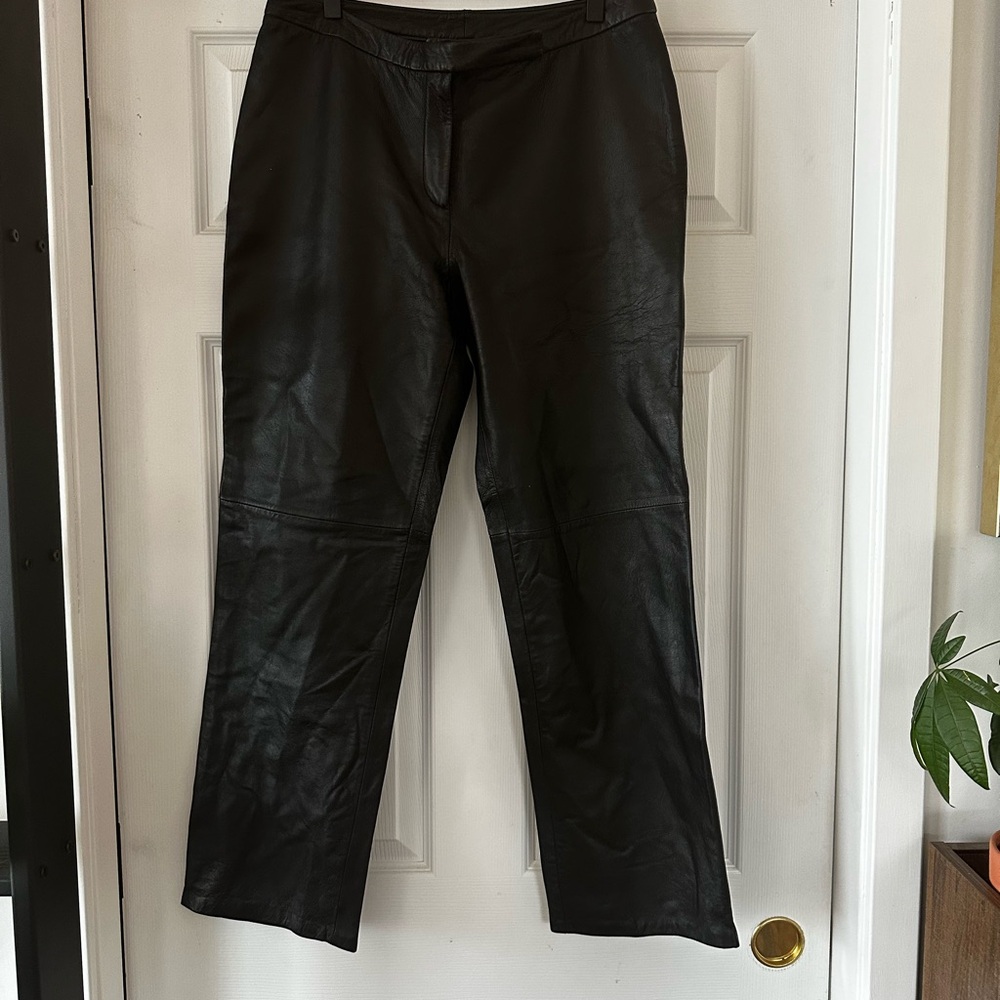 100% Black Leather Pants